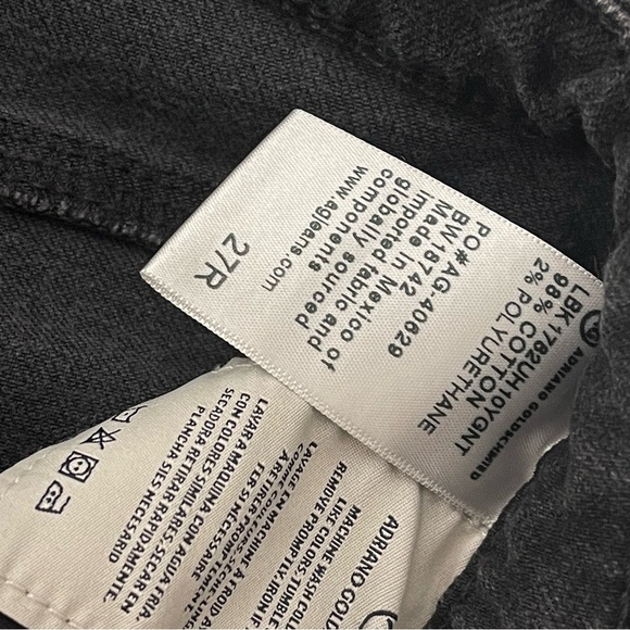 AG Jeans Womens 27 Isabelle Button Up High Rise Straight Crop Raw Step Hem Black - Picture 9 of 9